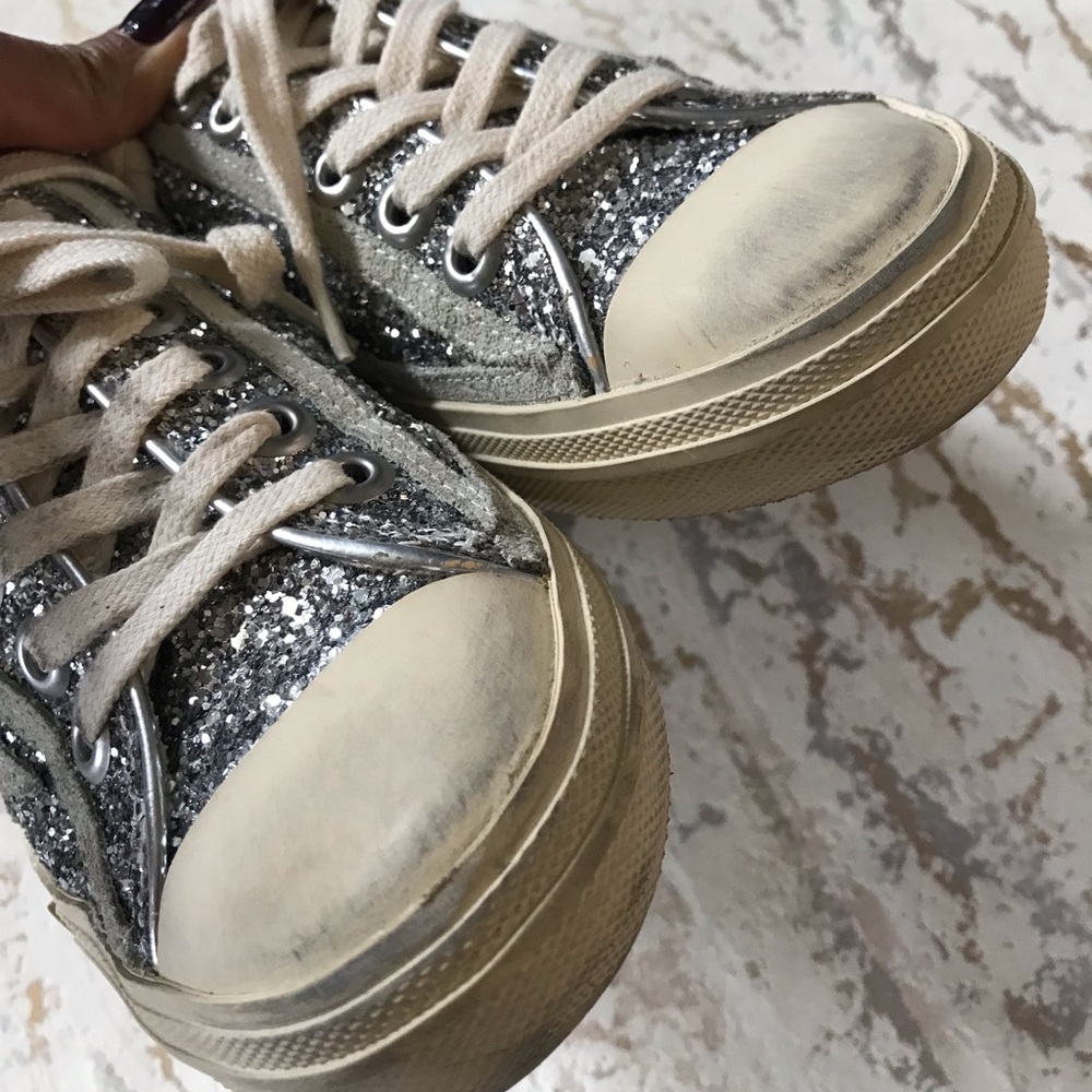 🏇 Golden Goose VStar2 Silver Glitter Suede Star Low-Top Sneakers - Women - Picture 7 of 16